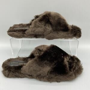 Vince Camuto Women’s Kortendie Faux Fur X-Band Slippers Brown Size 7.5M